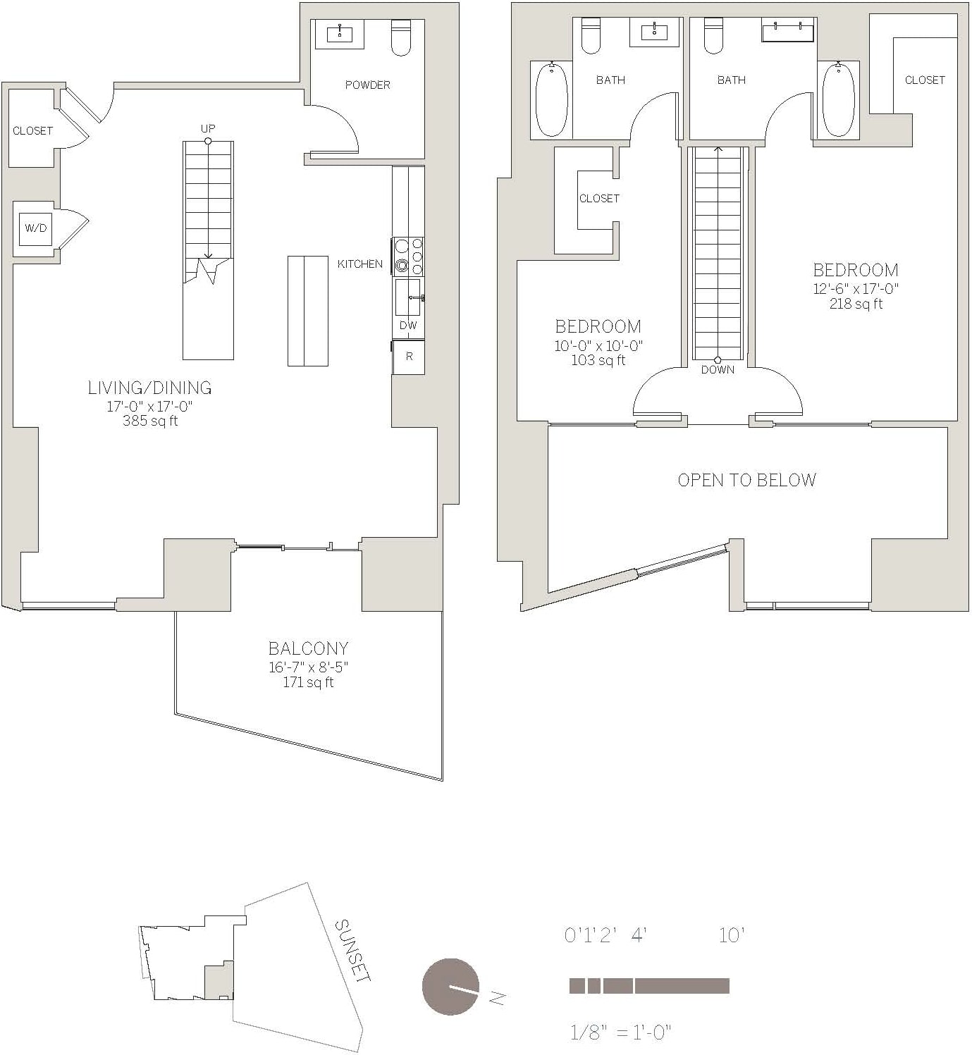 West Hollywood 2 Bedroom Bi-Level Plan 104