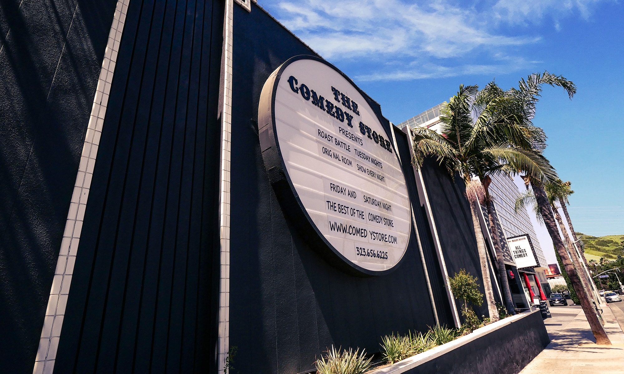 Front of Comedy Store and Signage