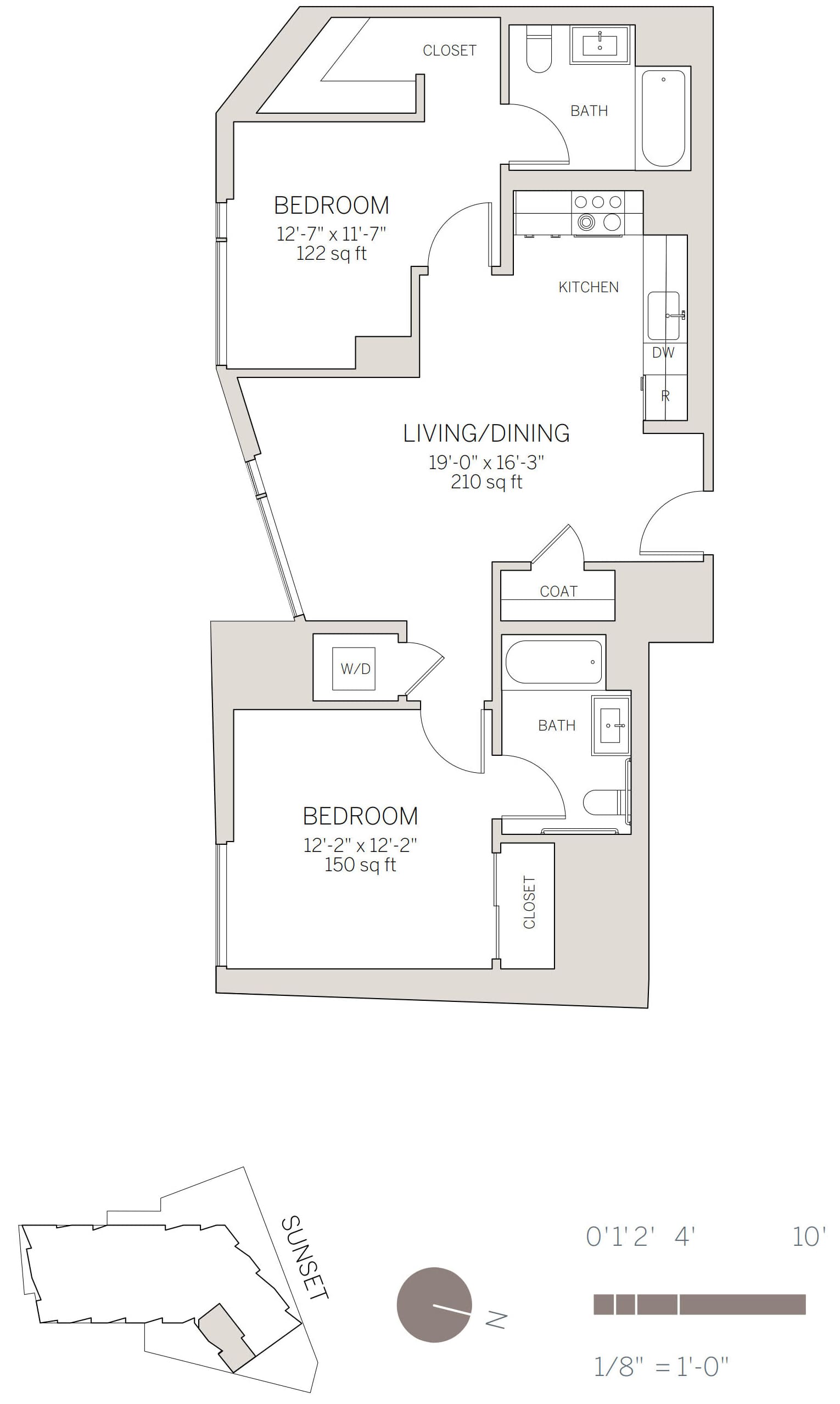 West Hollywood 2 Bedroom Floor Plan