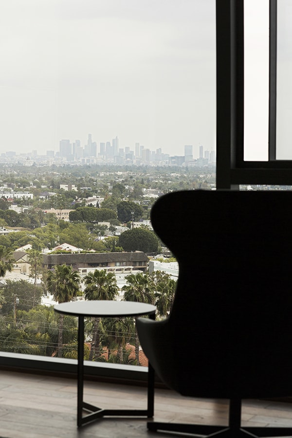 Lounge Chair on balcony overlooking West Hollywood