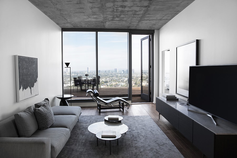 West Hollywood Penthouse Living Room and Outdoor Terrace